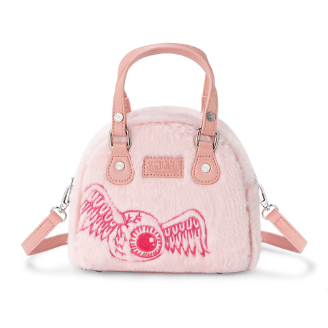 Von Dutch Light Pink Furry Bowling Bag