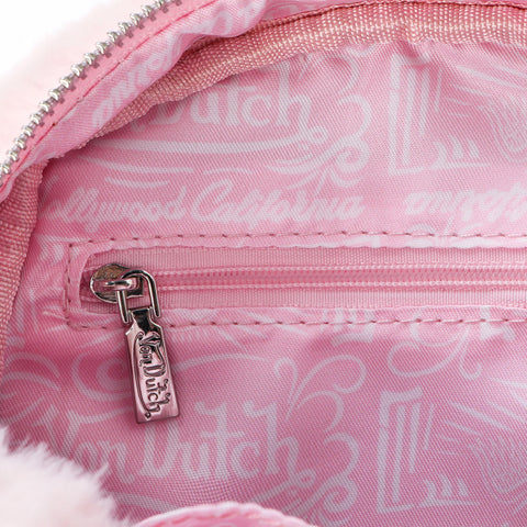 Von Dutch Light Pink Furry Bowling Bag