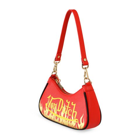 Von Dutch Red Flames Shoulder Bag