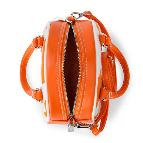 Von Dutch Orange Cow Print Vegan Pony Hair Bowling Bag