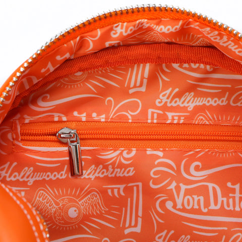 Von Dutch Orange Cow Print Vegan Pony Hair Bowling Bag