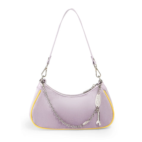 Von Dutch Purple & Gold Rhinestone Velvet Shoulder Bag