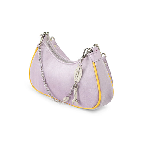 Von Dutch Purple & Gold Rhinestone Velvet Shoulder Bag