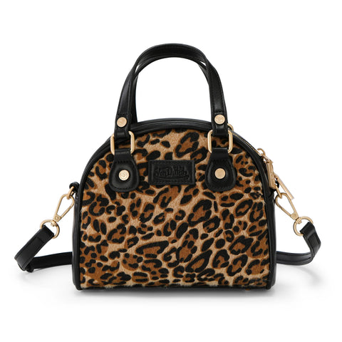 Von Dutch Leopard Vegan Pony Hair Bowling Bag