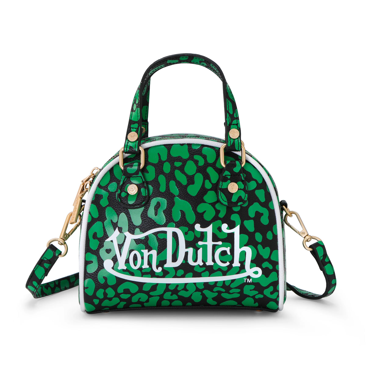 Von Dutch Cheetah Lime Green Bowling Bag