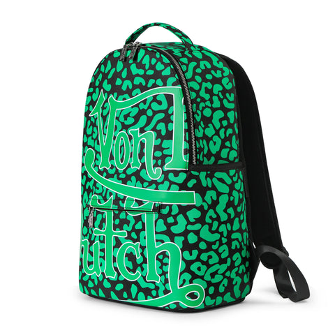 Von Dutch Medium Sized Green Cheetah Backpack
