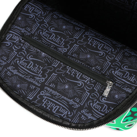 Von Dutch Medium Sized Green Cheetah Backpack