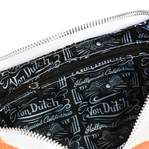 Von Dutch Vegan Pony Hair Orange Cow Print Shoulder Bag