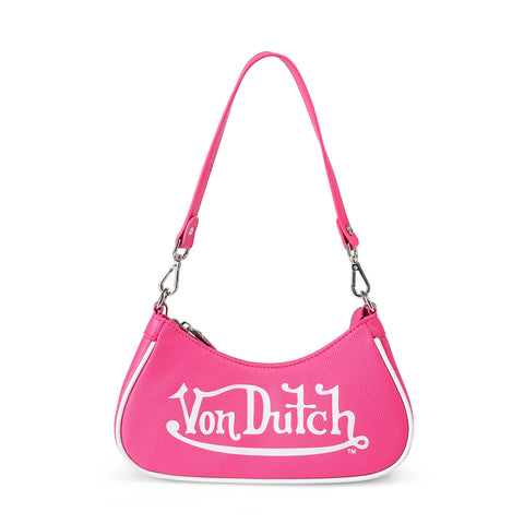 Von Dutch Classic Hot Pink & White Shoulder Bag