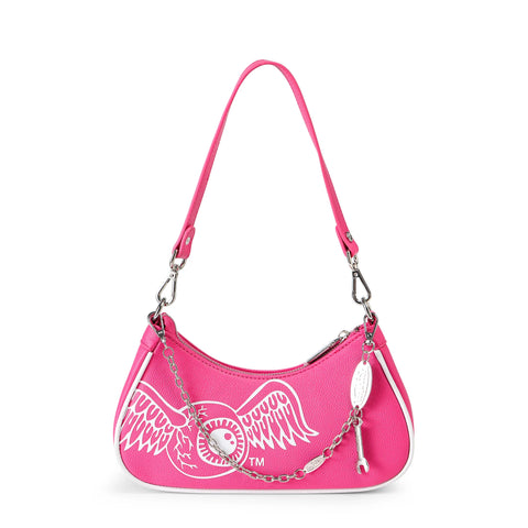 Von Dutch Classic Hot Pink & White Shoulder Bag