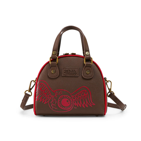 Von Dutch Dark Brown & Red Two-Tone Bowling Bag
