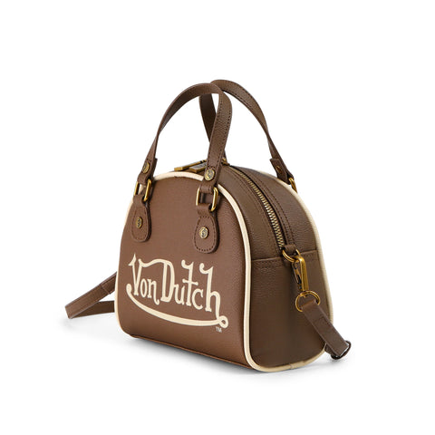 Von Dutch Brown & Tan Two-Tone Bowling Bag