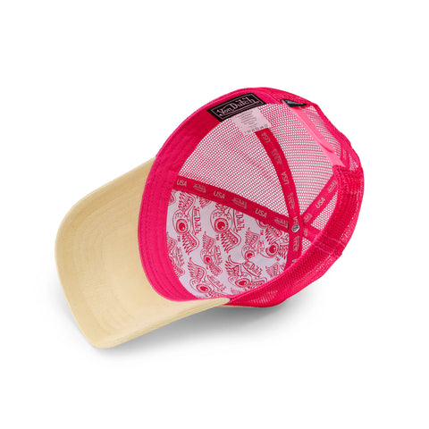 Von Dutch Pink Sequin on Beige Trucker Hat