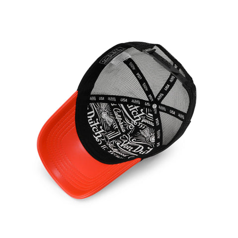Von Dutch Vegan Pony Hair Trucker Hat -Orange Cow Print