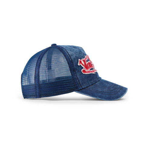 Von Dutch Distressed Denim Navy Trucker Hat