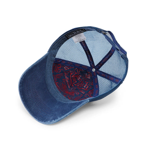 Von Dutch Distressed Denim Navy Trucker Hat