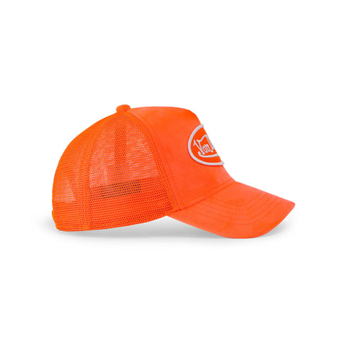 Von Dutch Neon Orange Velvet Trucker Hat