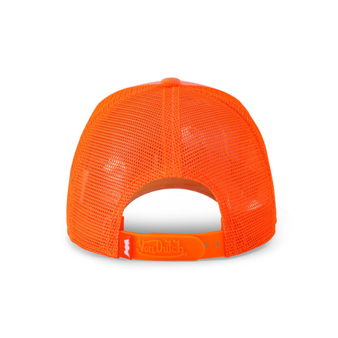 Von Dutch Neon Orange Velvet Trucker Hat
