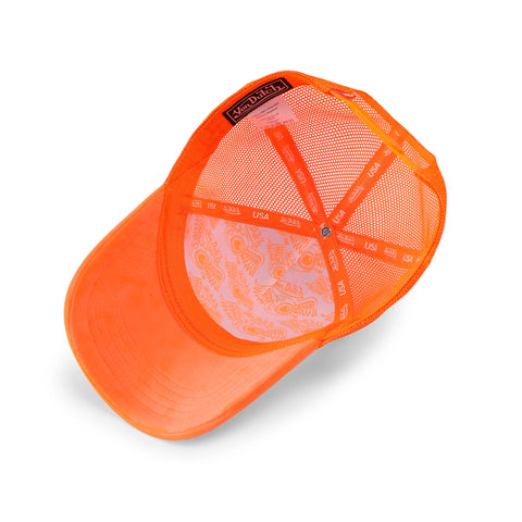Von Dutch Neon Orange Velvet Trucker Hat