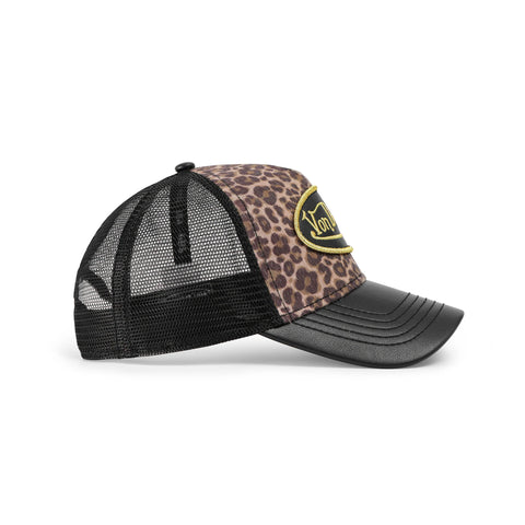 Von Dutch Vegan Leather Trucker Hat - Black Leopard
