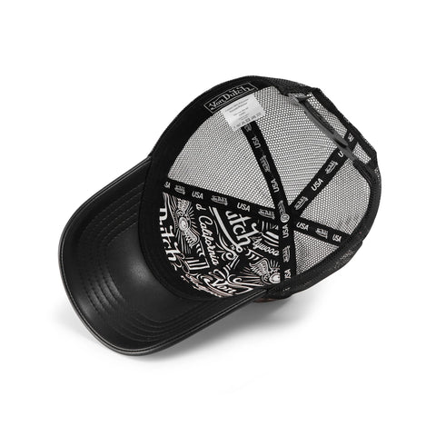 Von Dutch Vegan Leather Trucker Hat - Black Leopard