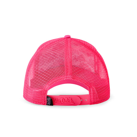 Von Dutch Hot Pink Flying Eyeball Wordmark Trucker Hat