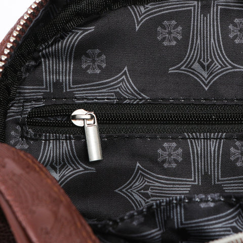 Von Dutch Embroidered Chopper Bowling Bag - Brown