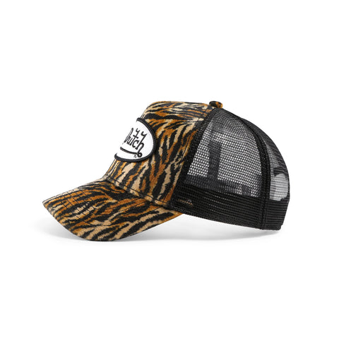 Von Dutch Tiger Stripe Velvet Trucker Hat