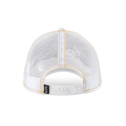 Von Dutch Rhinestone Trucker Hat - White with Purple Rhinestones