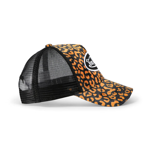 Von Dutch Orange Cheetah Velvet Trucker Hat