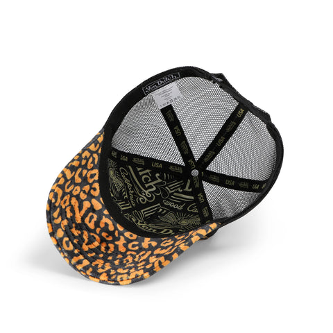 Von Dutch Orange Cheetah Velvet Trucker Hat