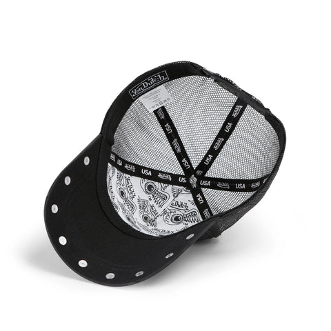 Von Dutch 415 Black & Pink Studded Trucker Hat