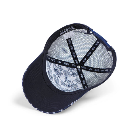 Von Dutch Navy & White Stripe Trucker Hat