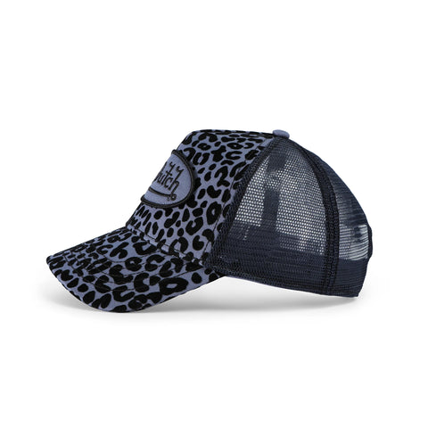 Von Dutch Blueberry Cheetah Velvet Trucker Hat