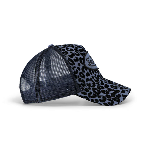 Von Dutch Blueberry Cheetah Velvet Trucker Hat