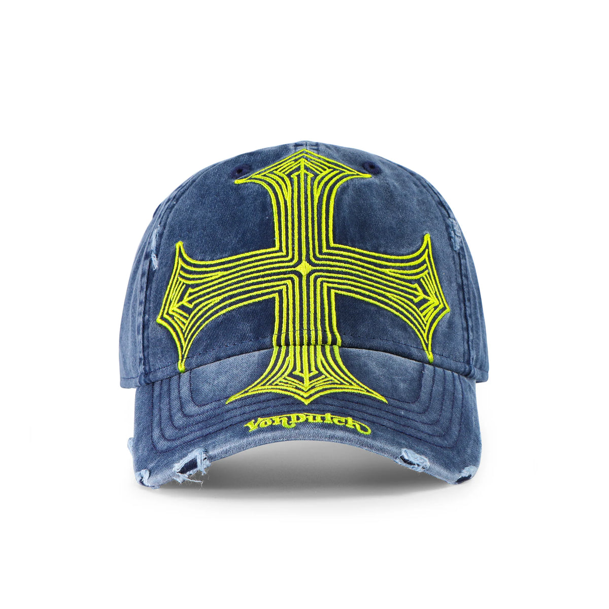 Von Dutch Denim Lowrider Strapback Hat- Blue & Yellow