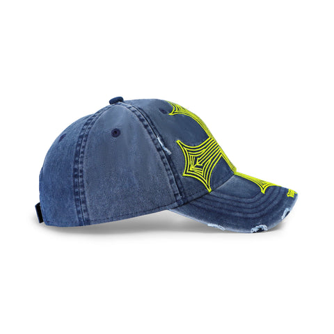 Von Dutch Denim Lowrider Strapback Hat- Blue & Yellow