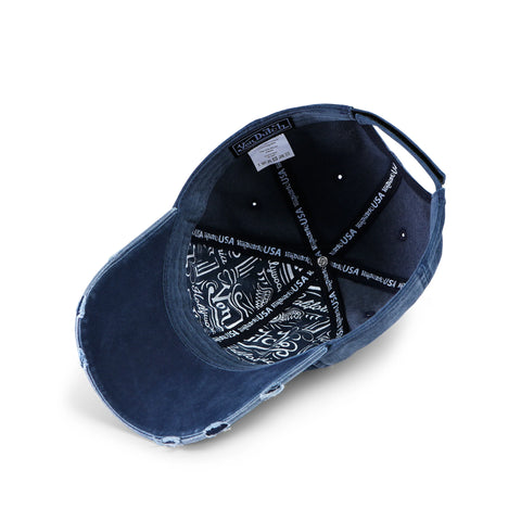 Von Dutch Denim Lowrider Strapback Hat- Blue & Yellow