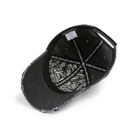 Von Dutch Denim Lowrider Strapback Hat - Black & White