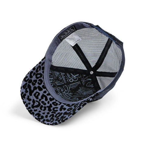 Von Dutch Blueberry Cheetah Velvet Trucker Hat