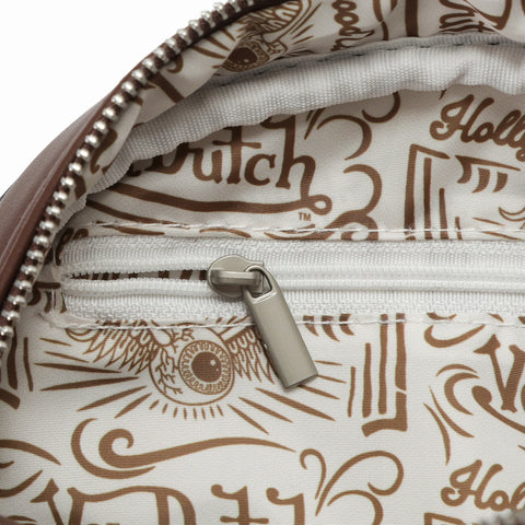 Von Dutch Brown & White Cow Print Vegan Pony Hair Bowling Bag