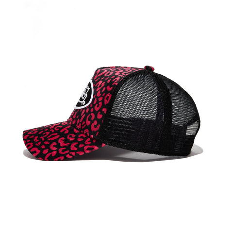 Von Dutch Hot Pink Cheetah Velvet Trucker Hat