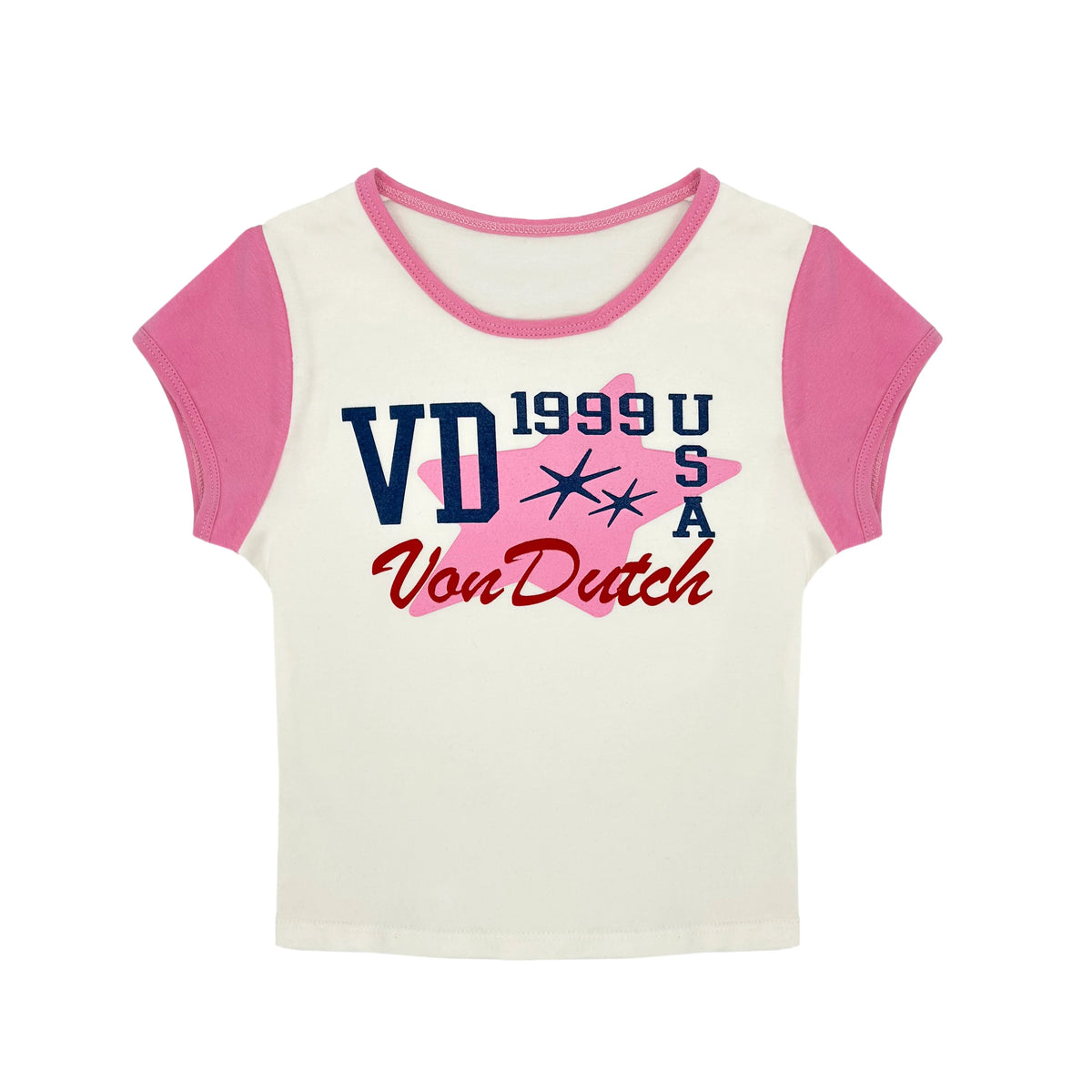Von Dutch 99 Baby Tee - Pink & White