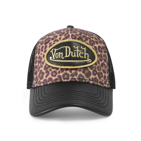 Von Dutch Vegan Leather Trucker Hat - Black Leopard