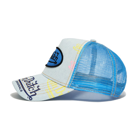Von Dutch Light Denim Blue Logo Trucker Hat