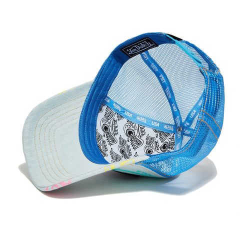 Von Dutch Light Denim Blue Logo Trucker Hat