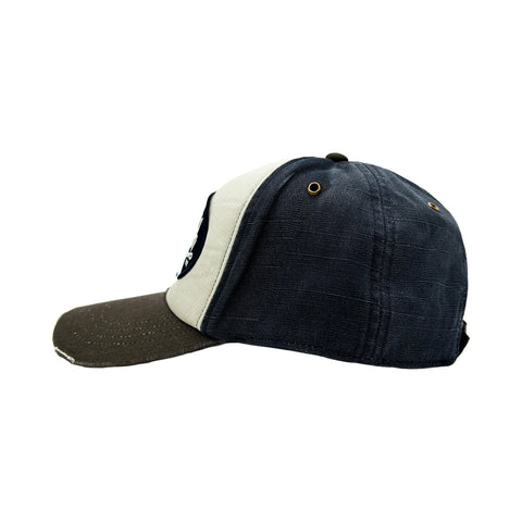 Von Dutch JACKMWB Grey & Navy Distressed Strapback Hat