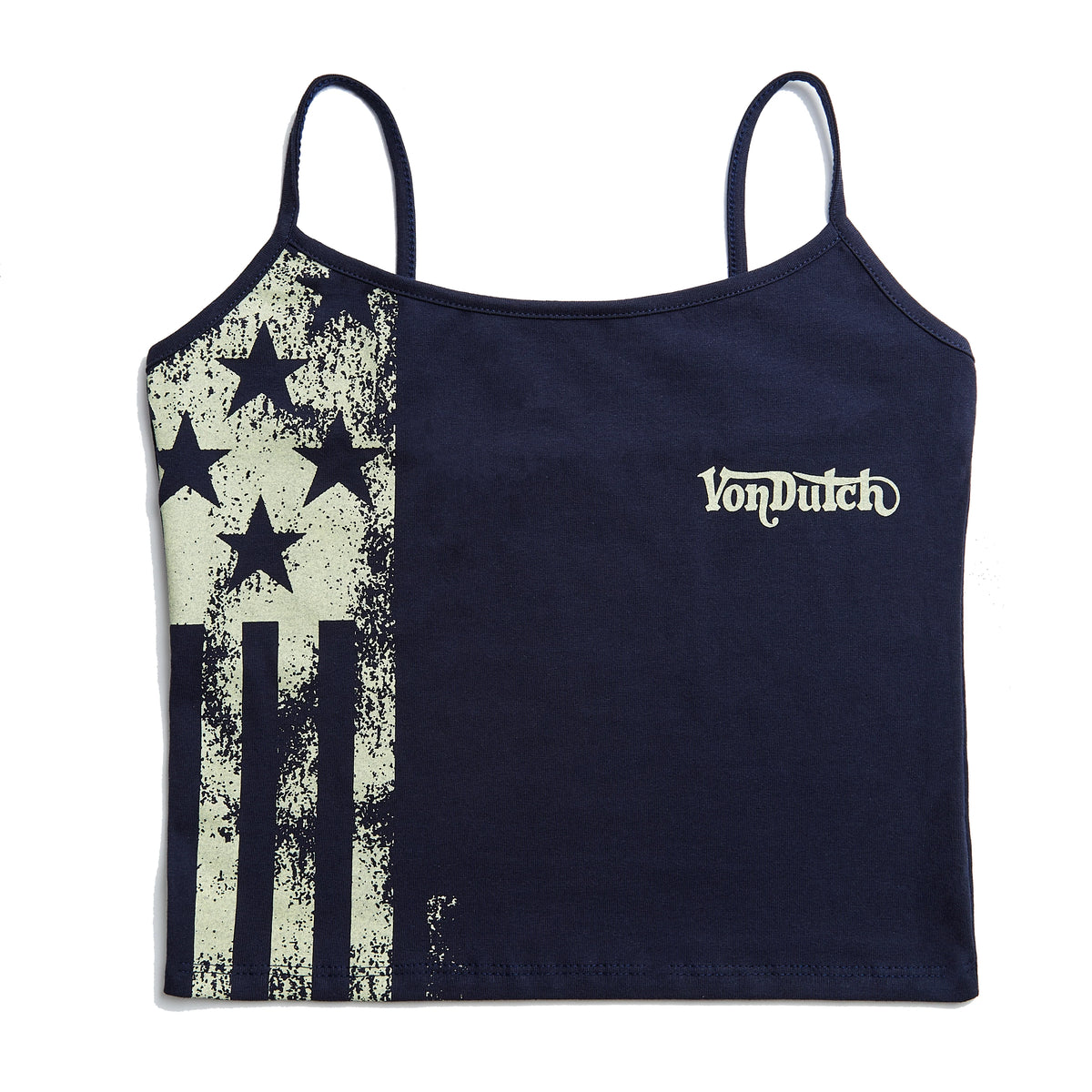 Von Dutch Navy & Yellow Racing Spaghetti Top