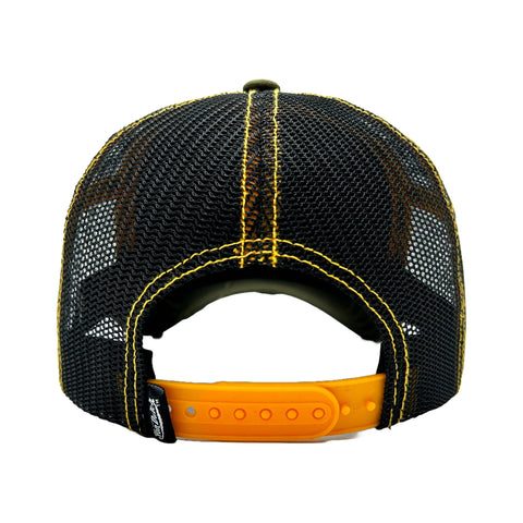 Von Dutch Olive & Yellow Classic Distressed Trucker Hat