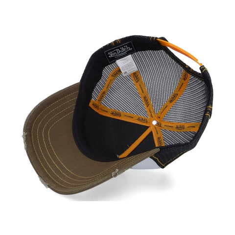 Von Dutch Olive & Yellow Classic Distressed Trucker Hat